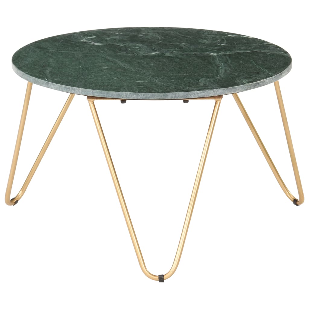Image of vidaXL Coffee Table Green 65x65x42 cm Real Stone with Marble Texture
