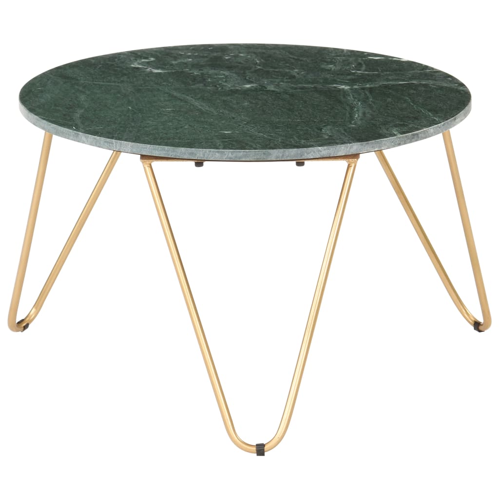 

vidaXL Coffee Table Green 25.6"x25.6"x16.5" Real Stone with Marble Texture