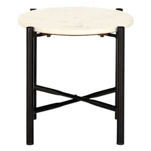 vidaXL Salongbord hvit 40x40x40 cm ekte stein med marmorstruktur