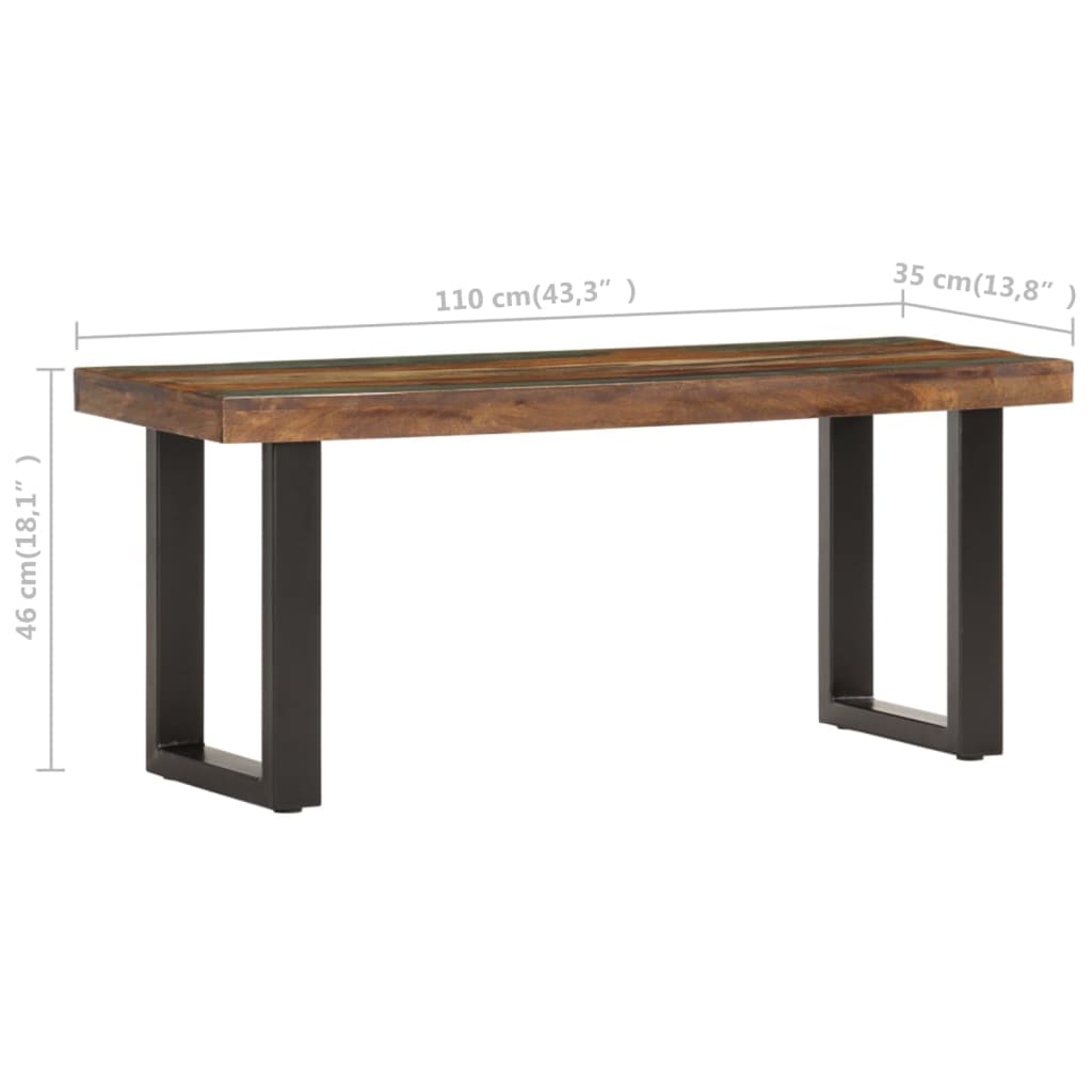 Banc 110 Cm Bois De Récupération Solide Et Acier VidaXL 18 width=274