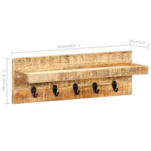 Nástěnný věšák 60 x 15 x 20 cm masivní hrubé mangovníkové dřevo - obrázek 7