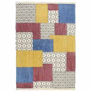 Ručně tkaný koberec Kilim bavlna 120 x 180 cm potisk barevný - obrázek 1