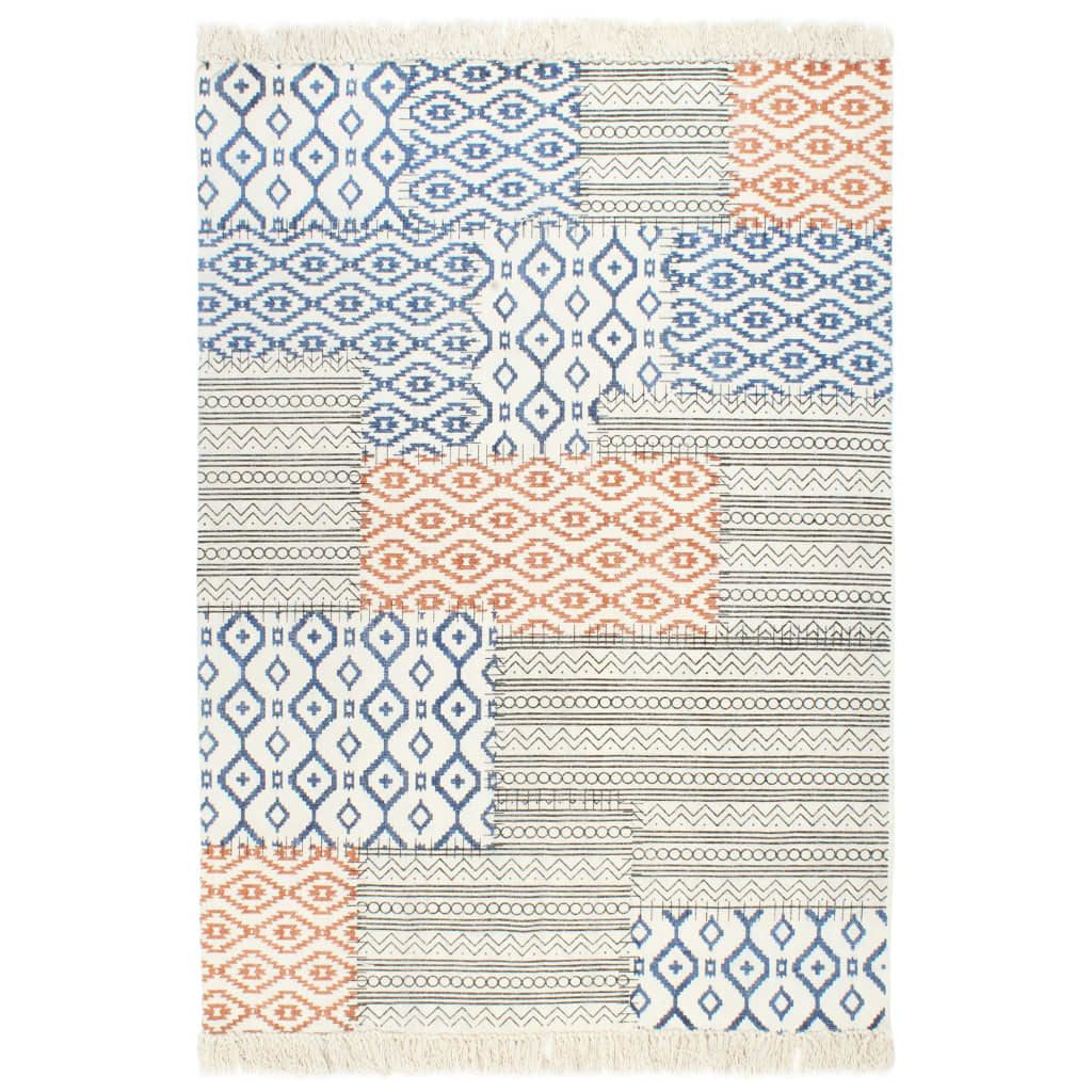 Ručně tkaný koberec Kilim bavlna 120 x 180 cm potisk barevný