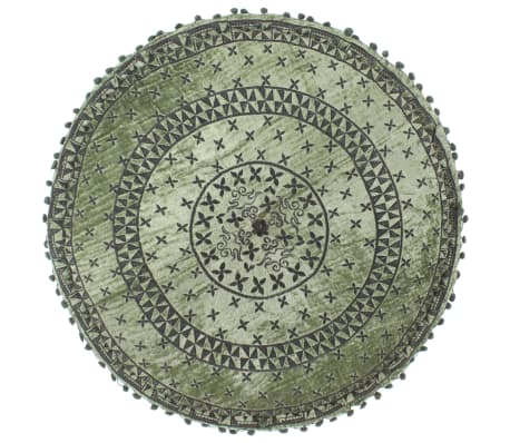 vidaXL Pouf rond avec broderie Velours 60x25 cm Vert