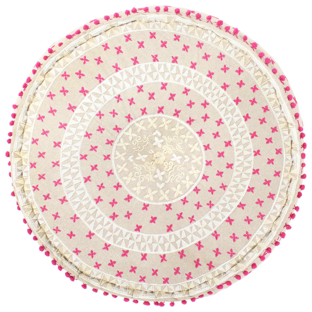

vidaXL Poef met borduursel rond 60x25 cm katoen meerkleurig