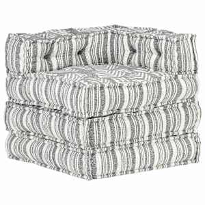 Modulární pouf šedý pruhovaný textil - obrázek 5