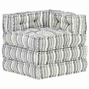 Modulární pouf šedý pruhovaný textil - obrázek 7