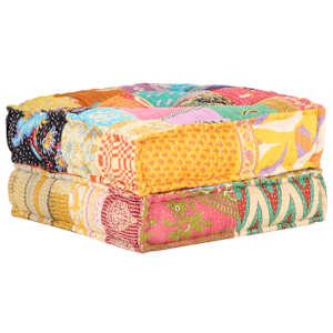 Pouf 60 x 70 x 36 cm patchwork textil - obrázek 5