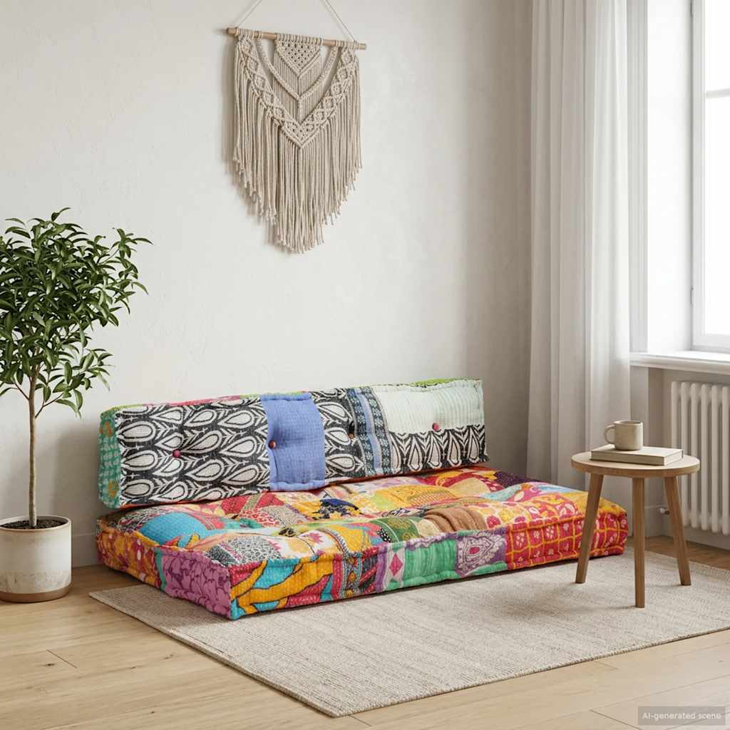 vidaXL Pernă pentru canapea din paleți, multicolor, textil, petice