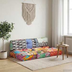 Poduška na pohovku z palet vícebarevná textil patchwork - obrázek 1