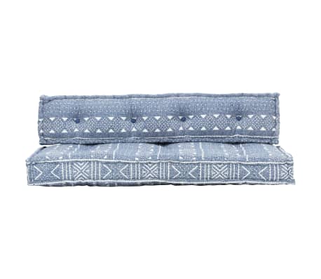 vidaXL Almofadão para sofá de paletes tecido retalhos azul índigo