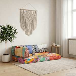 Poduška na pohovku z palet vícebarevná textil patchwork
