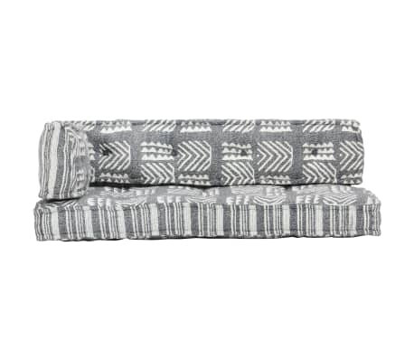 vidaXL Палетна възглавница за диван, сива, текстил, пачуърк