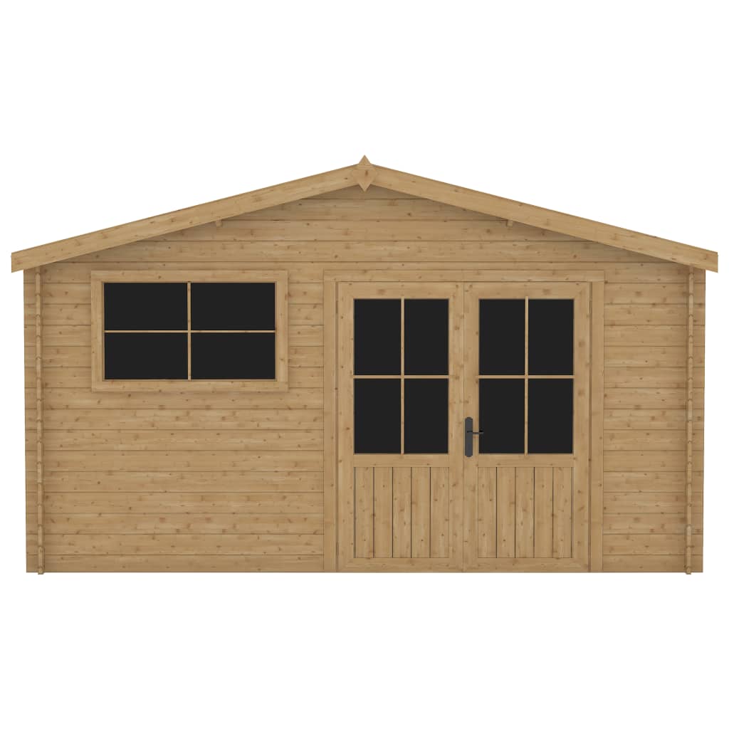 vidaXL Cabane en rondins avec fenêtre 28 mm 400x400 cm Bois