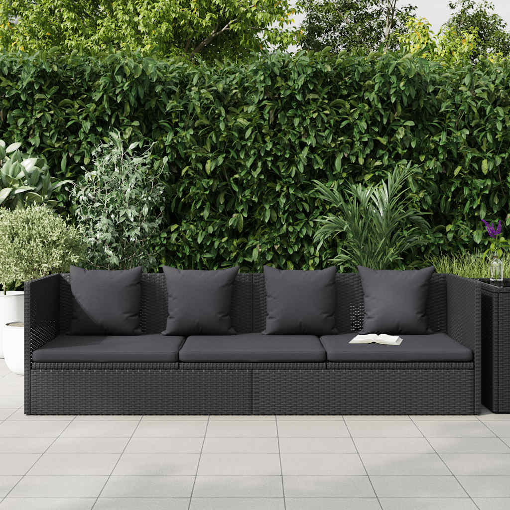 Thumbnail - vidaXL Garten-Sofabett mit Kissen Poly Rattan Schwarz
