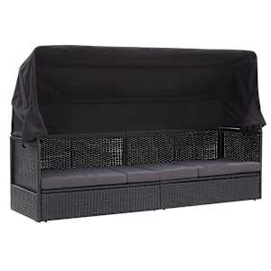 Zunanji kavč z ležiščem iz poli ratana črn