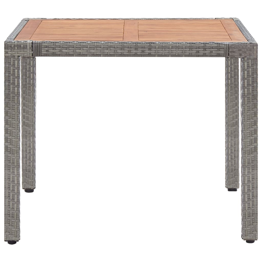 vidaXL Trädgårdsbord grå 90x90x75 cm konstrotting massivt akaciaträ