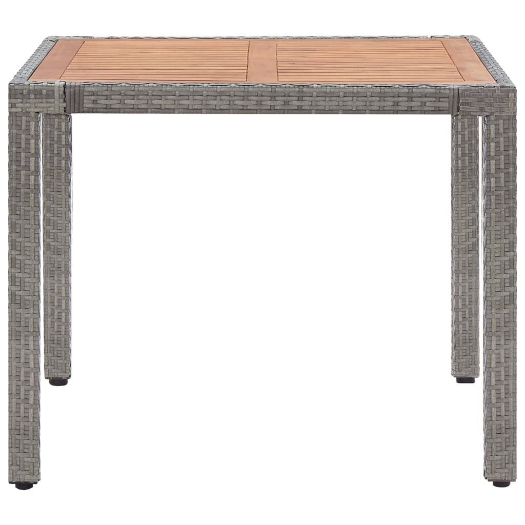 

vidaXL Tuintafel 90x90x75 cm poly rattan en massief acaciahout grijs