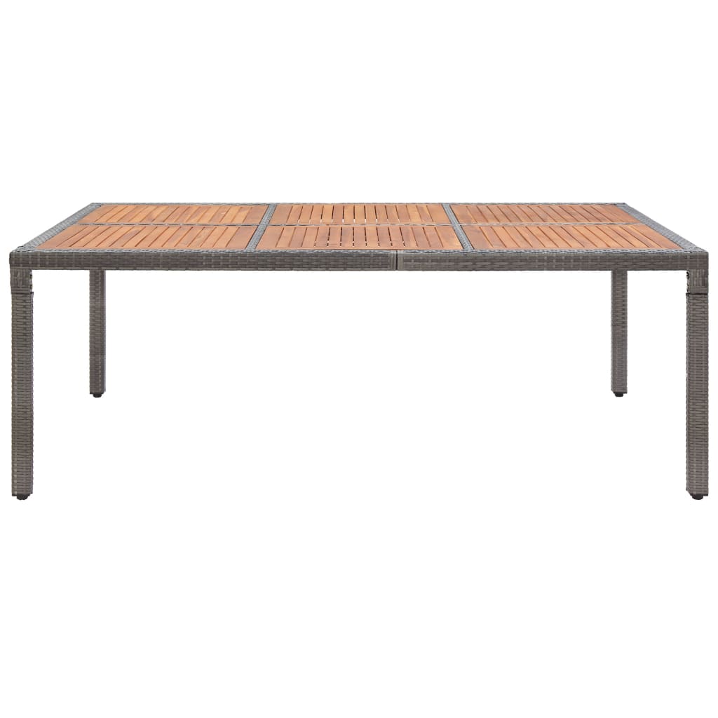 vidaXL Tuintafel 200x150x74 cm poly rattan en massief acaciahout grijs afbeelding
