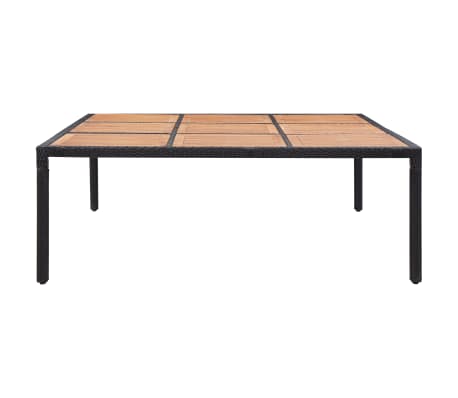 vidaXL Table de jardin Noir 200x200x74 cm Résine tressée et acacia