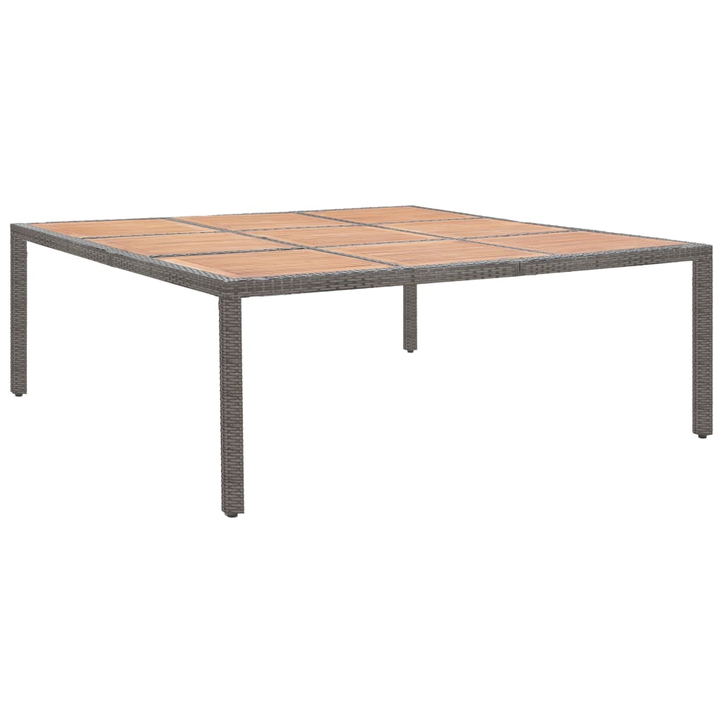 Zahradní stůl černý 200x200x74 cm polyratan a akáciové dřevo