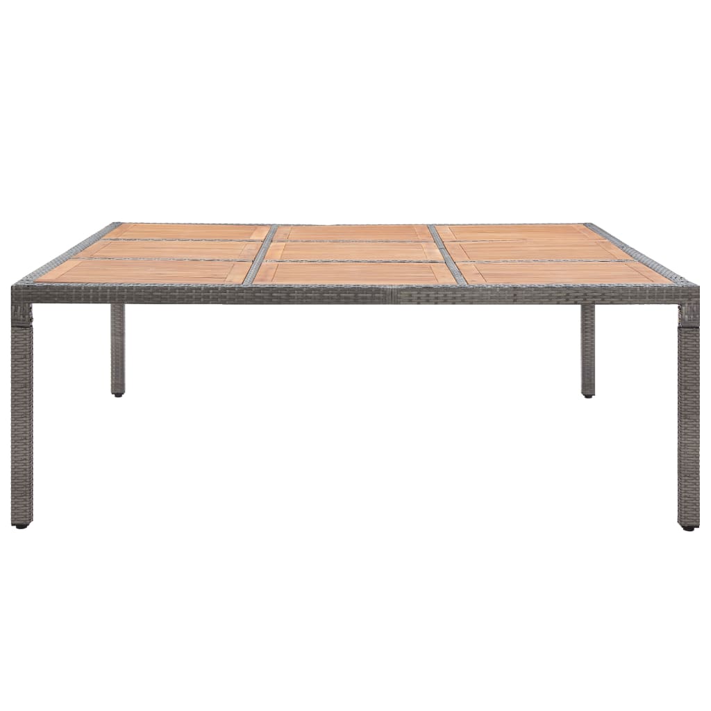 vidaXL Tuintafel 200x200x74 cm poly rattan en acaciahout grijs