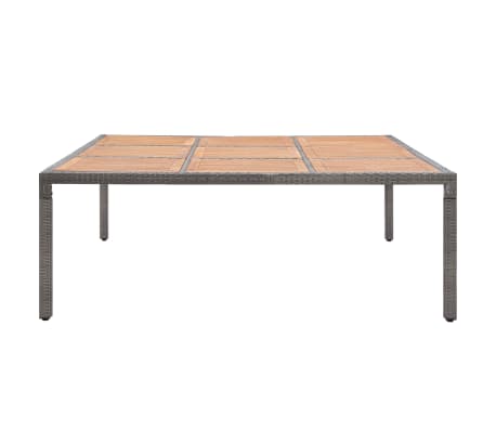vidaXL Trädgårdsbord grå 200x200x74 cm konstrotting och akaciaträ
