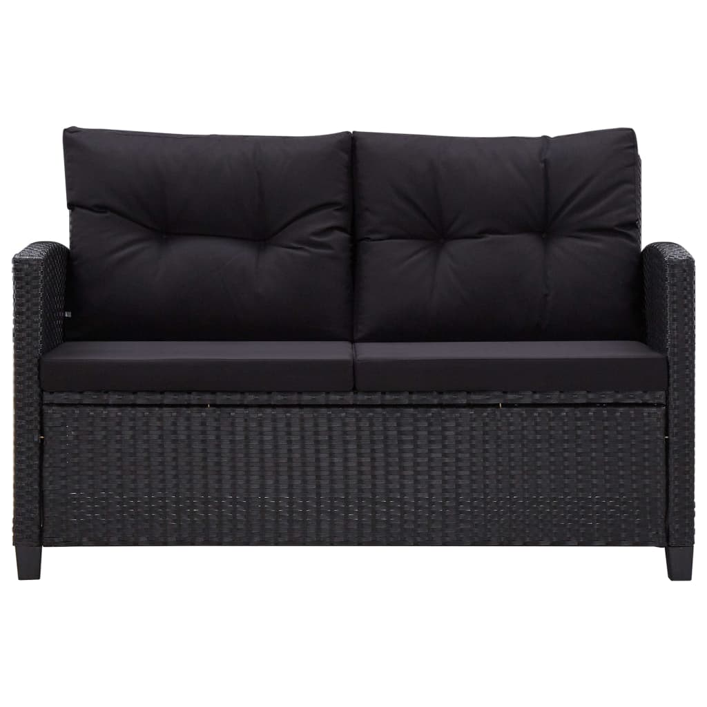Thumbnail - vidaXL 2-Sitzer-Gartensofa mit Kissen Schwarz 124 cm Poly Rattan