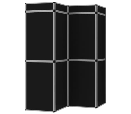 vidaXL Сгъваема експо стена, 12 панела, 242x200 см, черна