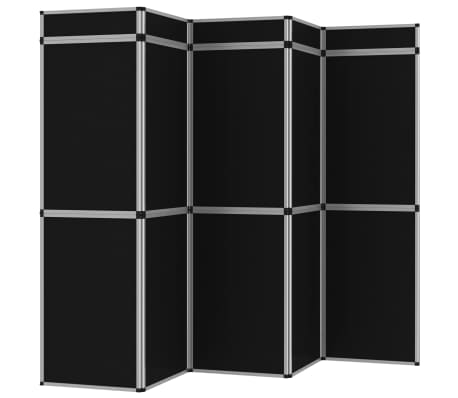 vidaXL Sklopivi izložbeni zid s 15 ploča 302 x 200 cm crni
