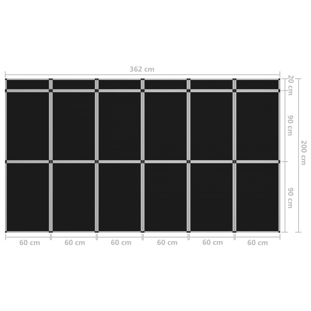 Fekete 18 paneles összecsukható kiállítófal 362 x 200 cm 