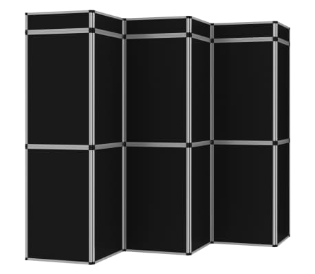vidaXL Sklopivi izložbeni zid s 18 ploča 362 x 200 cm crni