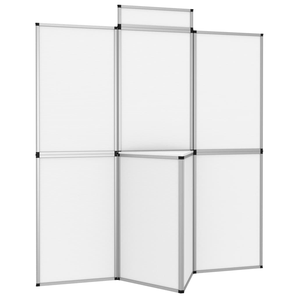 Fehér 8 paneles összecsukható kiállítófal asztallal 181x200 cm 