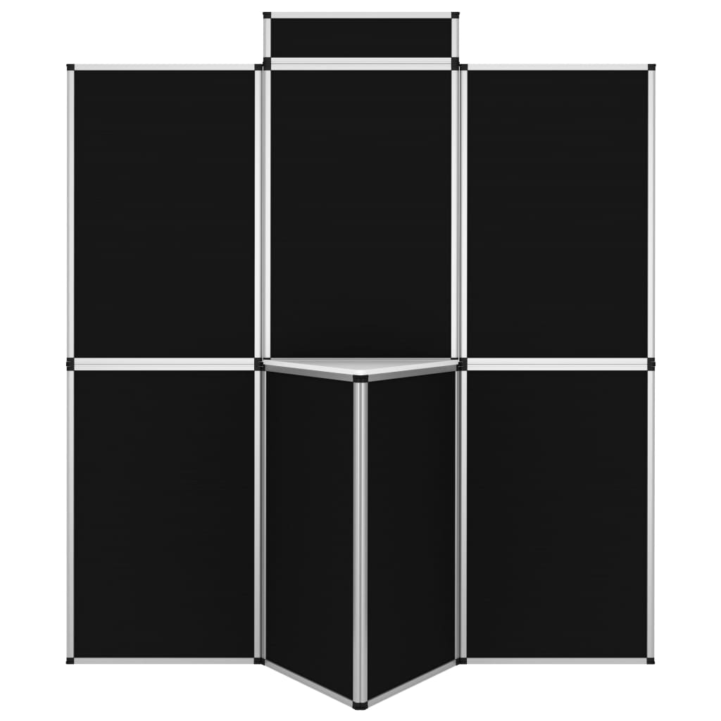 vidaXL 8-delna zložljiva razstavna stena z mizo 181x200 cm črna