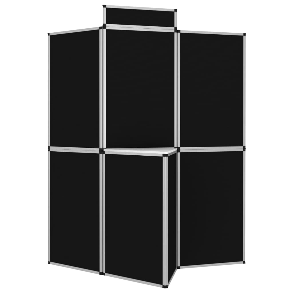 Fekete 8 paneles összecsukható kiállítófal asztallal 181x200 cm 