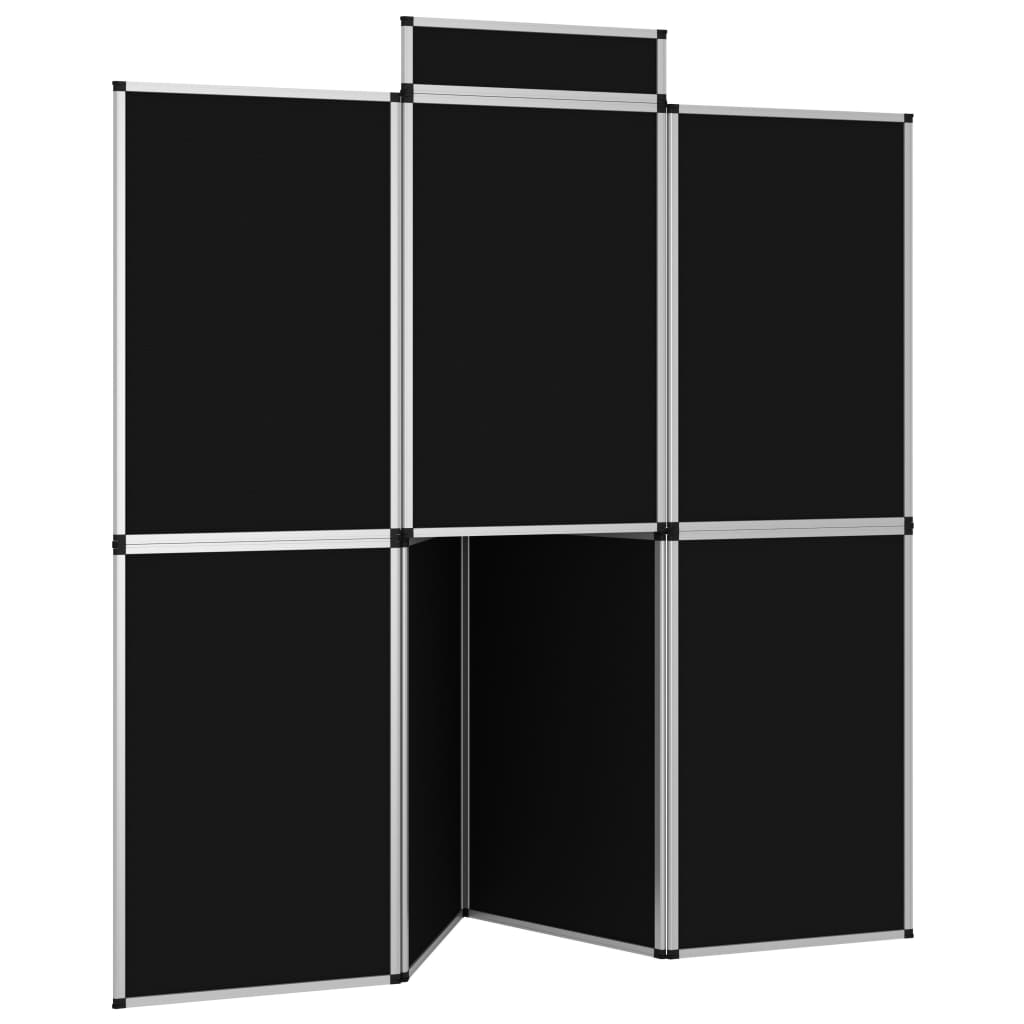 Fekete 8 paneles összecsukható kiállítófal asztallal 181x200 cm 