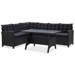 vidaXL Juegos de muebles de exterior Negro rat&aacute;n sint&eacute;tico