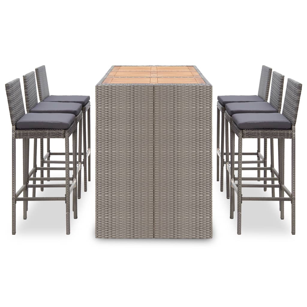 

vidaXL 7-delige Tuinset met kussens poly rattan grijs