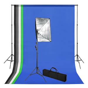 vidaXL fotostuudiokomplekt taustapildi ja Softboxi valgustusega