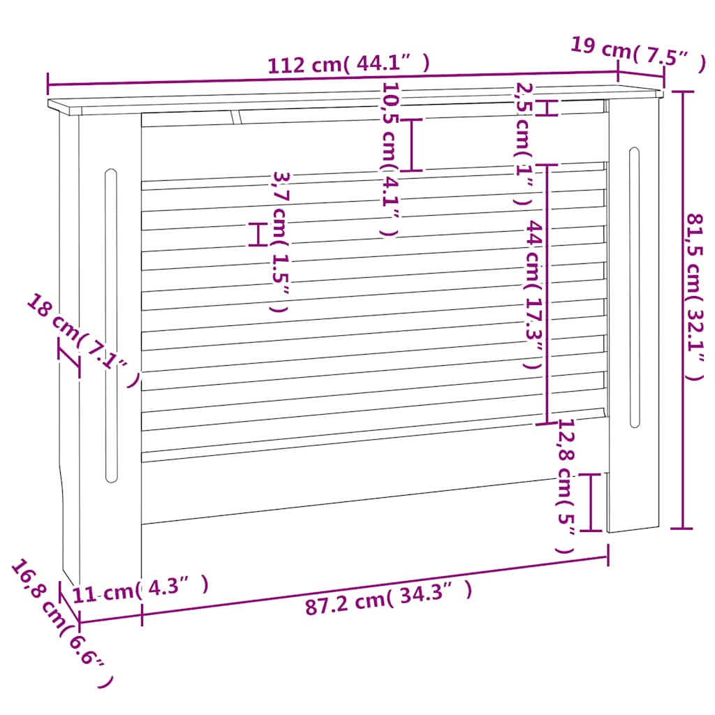 Pokrovi za radiatorje 2 kosa beli 112x19x81,5 cm mediapan - slika 10