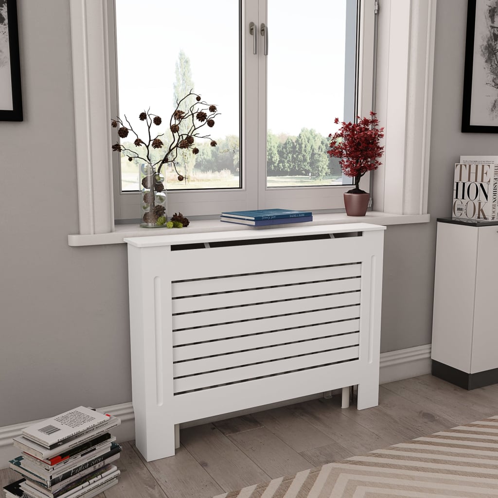 vidaXL Măști de calorifer, 2 buc., alb, 112 x 19 x 81,5 cm, MDF 112 imagine noua