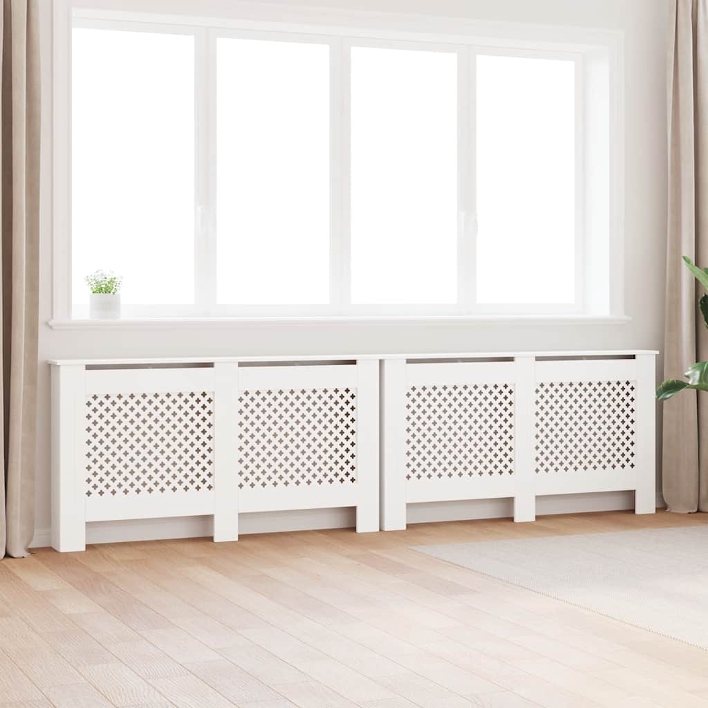 Pokrovi za radiatorje 2 kosa beli 152x19x81,5 cm mediapan