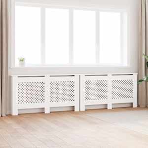 Pokrovi za radiatorje 2 kosa beli 152x19x81,5 cm mediapan