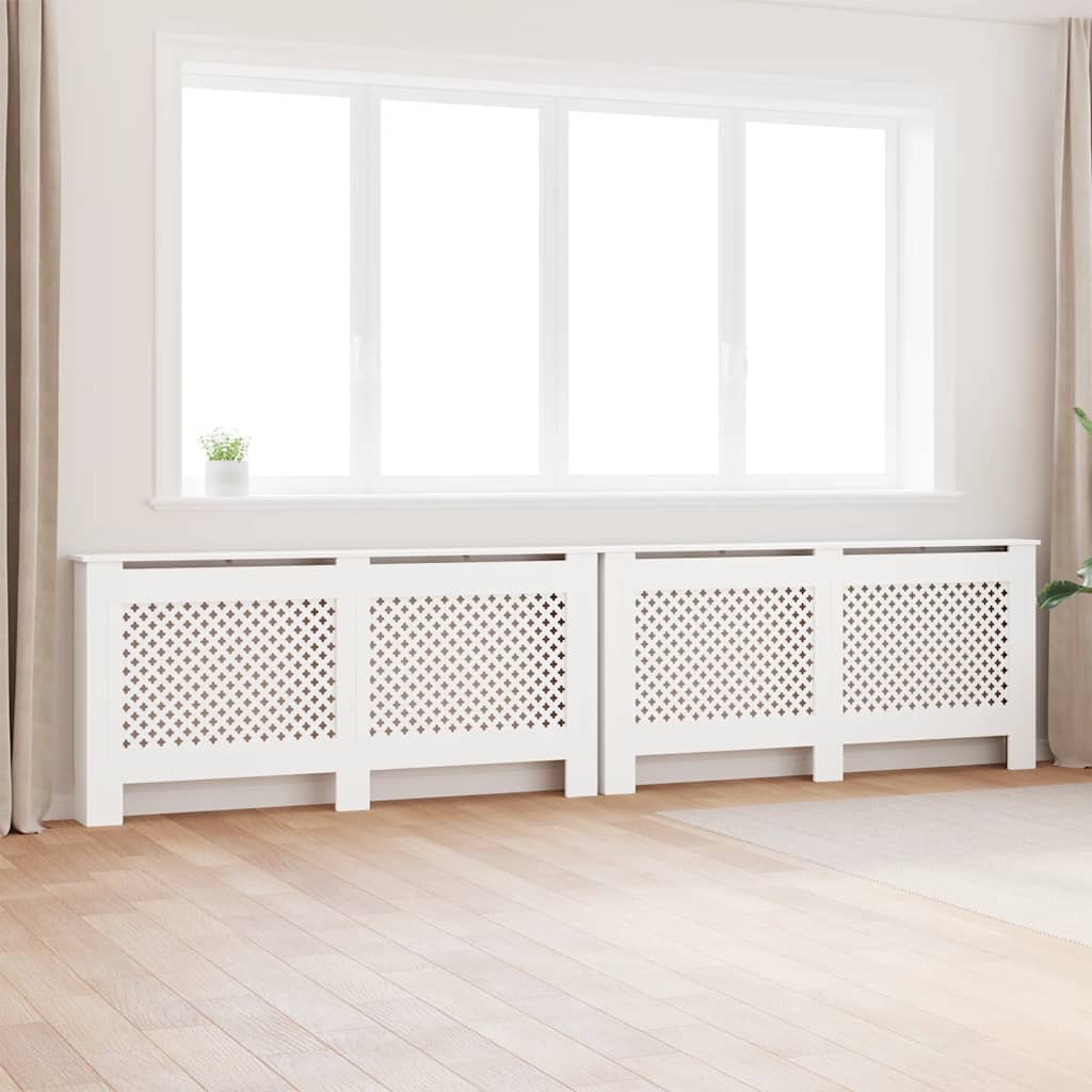 Pokrovi za radiatorje 2 kosa beli 172x19x81,5 cm mediapan