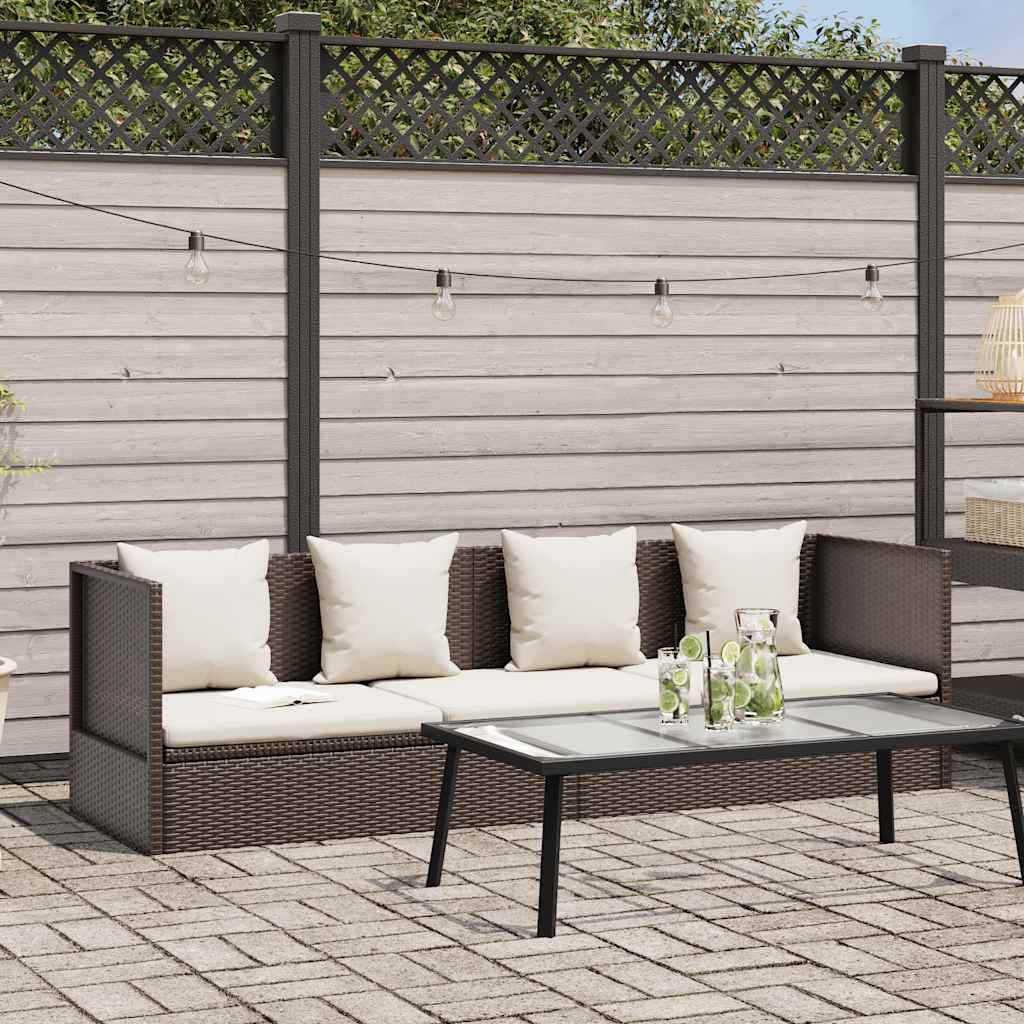 vidaXL Garten-Sofabett mit Kissen Poly Rattan Braun