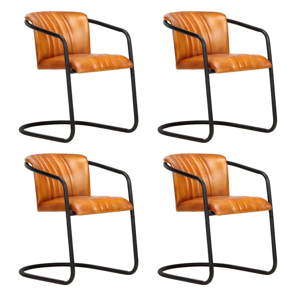 vidaXL spisebordsstole 4 stk. ægte læder gyldenbrun