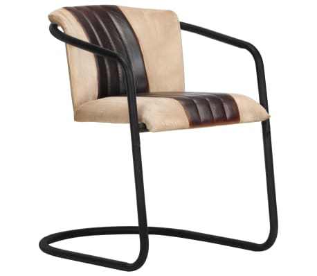 vidaXL Valgomojo kėdės, 6vnt., rudos spalvos, tikra oda (3x283748)