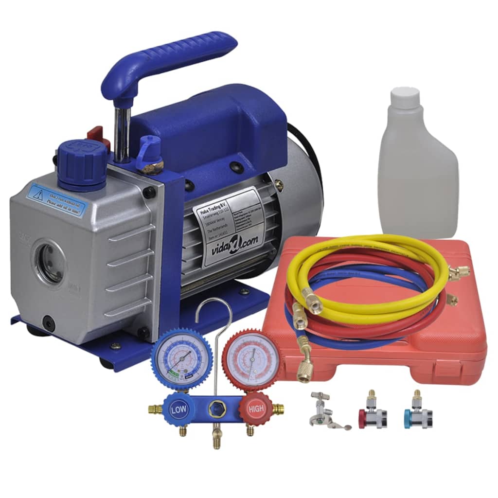 vidaXL Single Stage Vacuum Pump with 2-Way Manifold Gauge Set
