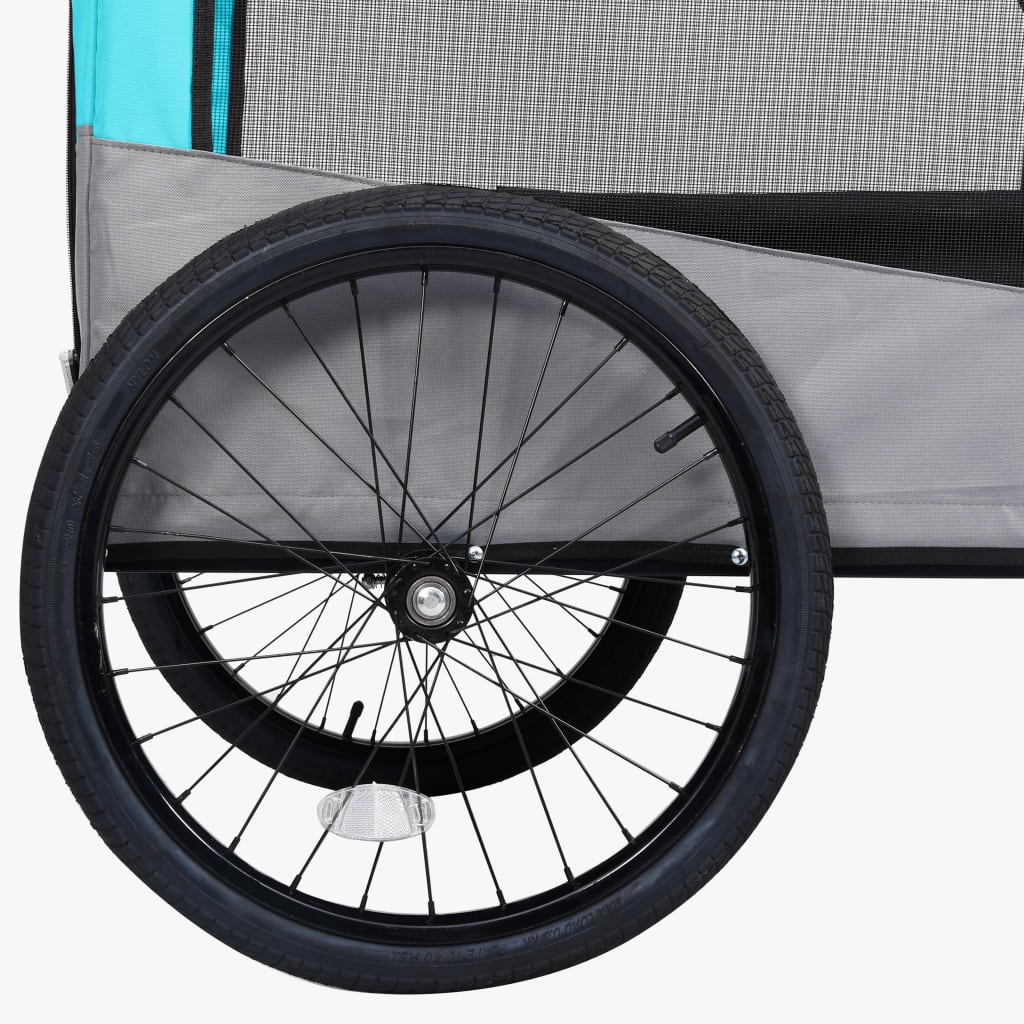  Vozík pre domáce zvieratá na bicykel/beh 2-v-1, modro sivý