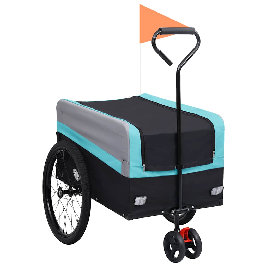 

vidaXL Fietskar 2-in-1 aanhanger loopwagen XXL blauw grijs en zwart